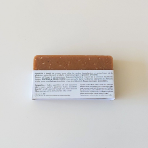 Savon Encens & Argile Rose surgras emballé vu de dos avec étiquette ingrédients et informations produit