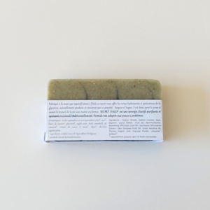 Savon Secret d’Alep surgras emballé vu de dos avec étiquette ingrédients et informations produit