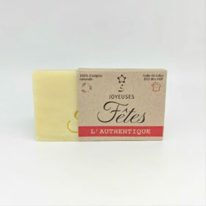 savon Joyeuses Fêtes 115 g emballé bandeau kraft artisanal